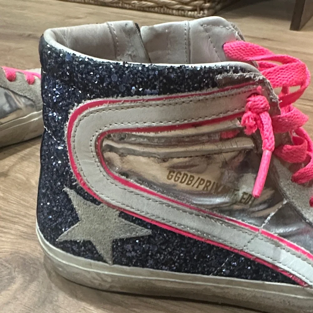 Golden Goose limited SLIDE Gray and Pink High-Top Sneakers 50/280 - Picture 12 of 14